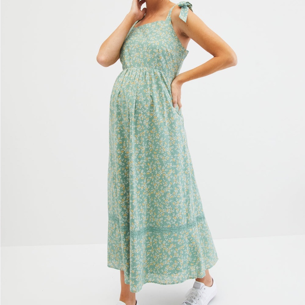 NWT Motherhood Maternity Tie Strap Sleeveless Maternity Maxi Dress (Large)